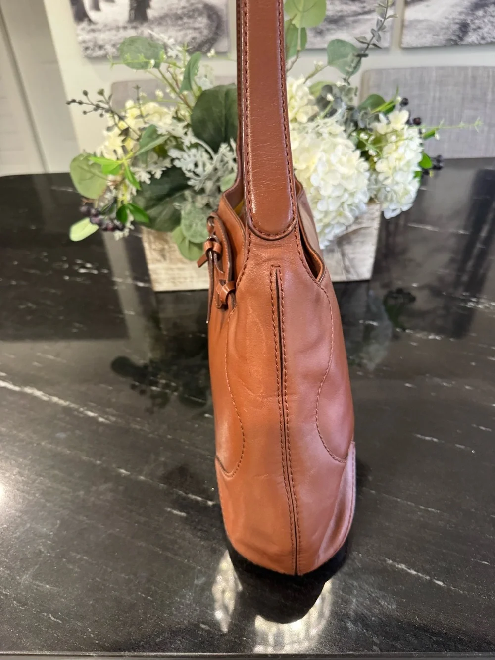 🤎Kate Spade Darcy Cognac Leather Shoulder Bag Bow Detail